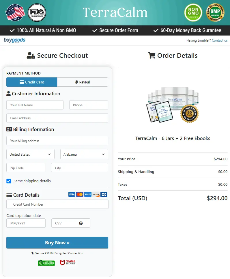 terracalm terracalm-secure-checkout-page